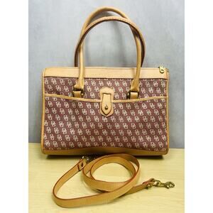 Dooney & Bourke Wayfarer Pink Tan Canvas Monogram Crossbody Bag Satchel